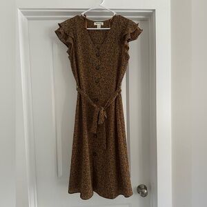 Monteau Brown Floral Midi Dress